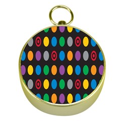 Polka Dots Rainbow Circle Gold Compasses by Mariart