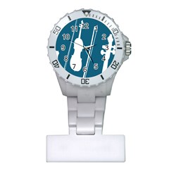 Violin Music Blue Plastic Nurses Watch by Mariart