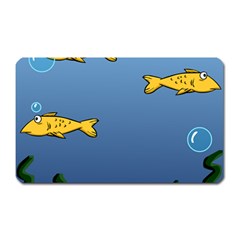 Water Bubbles Fish Seaworld Blue Magnet (rectangular) by Mariart