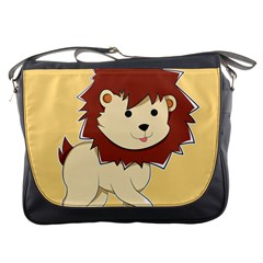 Happy Cartoon Baby Lion Messenger Bags by Catifornia