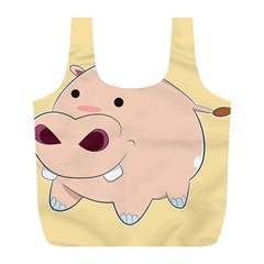 Happy Cartoon Baby Hippo Full Print Recycle Bags (l)  by Catifornia