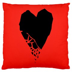 Broken Heart Tease Black Red Large Cushion Case (one Side) by Mariart