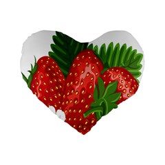 Strawberry Red Seed Leaf Green Standard 16  Premium Heart Shape Cushions by Mariart