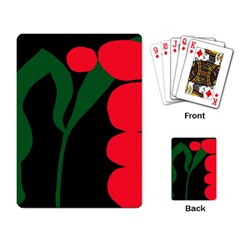 Illustrators Portraits Plants Green Red Polka Dots Playing Card by Mariart