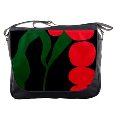 Illustrators Portraits Plants Green Red Polka Dots Messenger Bags by Mariart