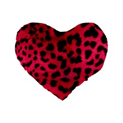 Leopard Skin Standard 16  Premium Flano Heart Shape Cushions by BangZart