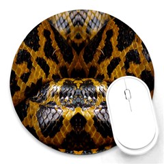 Textures Snake Skin Patterns Round Mousepads by BangZart