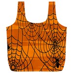 Vector Seamless Pattern With Spider Web On Orange Full Print Recycle Bags (L)  Front