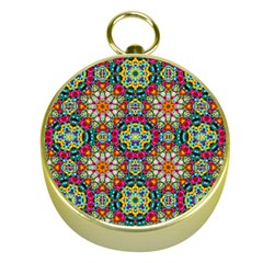 Jewel Tiles Kaleidoscope Gold Compasses by WolfepawFractals