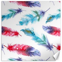 Watercolor Feather Background Canvas 16  X 16   by LimeGreenFlamingo