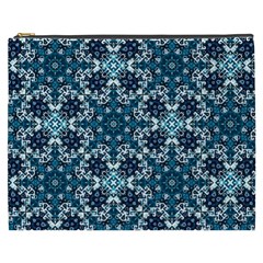 Boho Blue Fancy Tile Pattern Cosmetic Bag (xxxl)  by KirstenStar