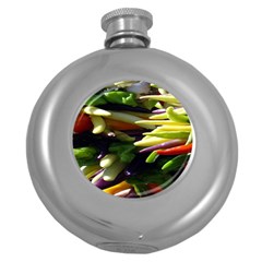 Bright Peppers Round Hip Flask (5 Oz) by BangZart