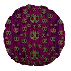 Ladybug In The Forest Of Fantasy Large 18  Premium Round Cushions by pepitasart