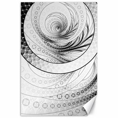 Enso, A Perfect Black And White Zen Fractal Circle Canvas 24  X 36  by jayaprime