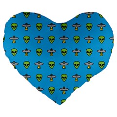 Alien Pattern Large 19  Premium Flano Heart Shape Cushions by BangZart