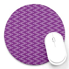 Zig Zag Background Purple Round Mousepads by BangZart