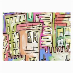 A Village Drawn In A Doodle Style Large Glasses Cloth by BangZart