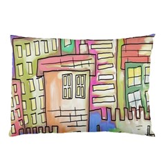 A Village Drawn In A Doodle Style Pillow Case by BangZart