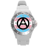 Anarchist Pride Round Plastic Sport Watch (L) Front