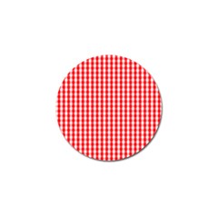 Christmas Red Velvet Large Gingham Check Plaid Pattern Golf Ball Marker (4 Pack) by PodArtist