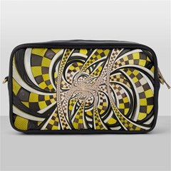 Liquid Taxi Cab, A Yellow Checkered Retro Fractal Toiletries Bags by jayaprime