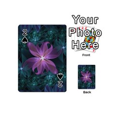 Pink And Turquoise Wedding Cremon Fractal Flowers Playing Cards 54 (mini)  by jayaprime