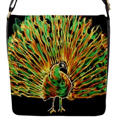 Unusual Peacock Drawn With Flame Lines Flap Messenger Bag (s) by BangZart