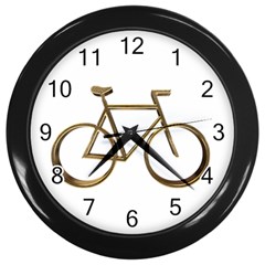 Elegant Gold Look Bicycle Cycling  Wall Clocks (black) by yoursparklingshop