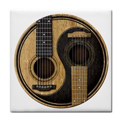 Old And Worn Acoustic Guitars Yin Yang Tile Coasters by JeffBartels