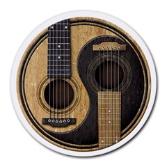 Old And Worn Acoustic Guitars Yin Yang Round Mousepads by JeffBartels