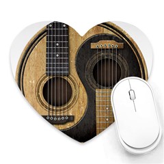 Old And Worn Acoustic Guitars Yin Yang Heart Mousepads by JeffBartels