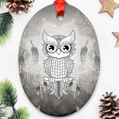 Wonderful Owl, Mandala Design Oval Ornament (two Sides) by FantasyWorld7