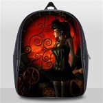 Steampunk, Wonderful Steampunk Lady In The Night School Bags(Large)  Front