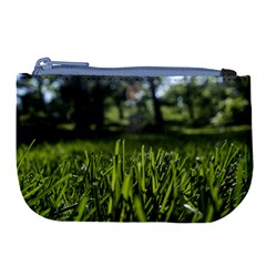 Green Grass Field Large Coin Purse by paulaoliveiradesign