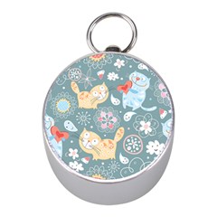 Cute Cat Background Pattern Mini Silver Compasses by BangZart