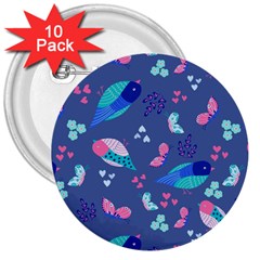 Birds And Butterflies 3  Buttons (10 Pack)  by BangZart