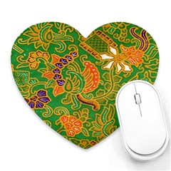 Art Batik The Traditional Fabric Heart Mousepads by BangZart