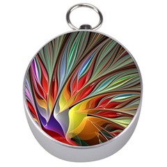 Fractal Bird Of Paradise Silver Compasses by WolfepawFractals