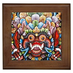 Wood Sculpture Bali Logo Framed Tiles by BangZart