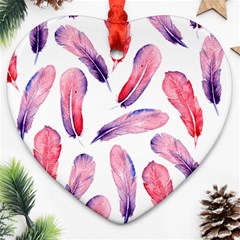 Watercolor Pattern With Feathers Ornament (heart) by BangZart