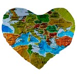 World Map Large 19  Premium Flano Heart Shape Cushions Front