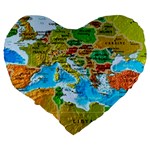 World Map Large 19  Premium Flano Heart Shape Cushions Back