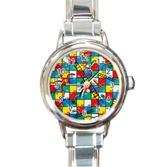 Snakes And Ladders Round Italian Charm Watch by BangZart