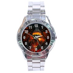 Dragon Legend Art Fire Digital Fantasy Stainless Steel Analogue Watch by BangZart