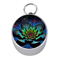 Fractal Flowers Abstract Petals Glitter Lights Art 3d Mini Silver Compasses by BangZart