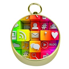 Colorful 3d Social Media Gold Compasses by BangZart