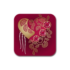 Love Heart Rubber Square Coaster (4 Pack)  by BangZart