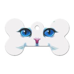 Cute White Cat Blue Eyes Face Dog Tag Bone (two Sides) by BangZart