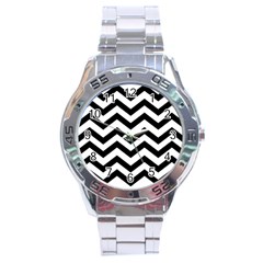 Black And White Chevron Stainless Steel Analogue Watch by BangZart