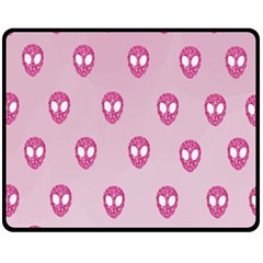 Alien Pattern Pink Double Sided Fleece Blanket (medium)  by BangZart